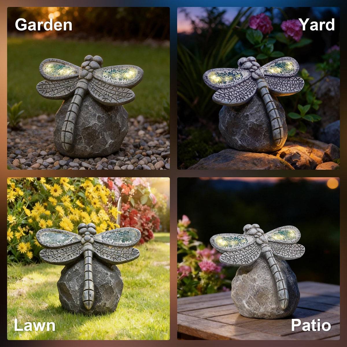 KARTOOSH illuminated dragonfly garden decor enhances flower beds