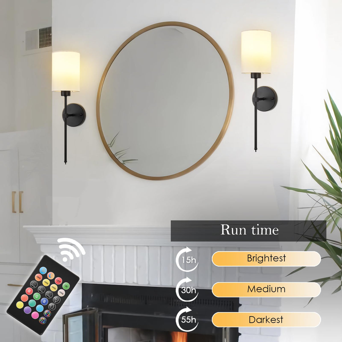 KARTOOSH wall sconce with warm white setting for living rooms.