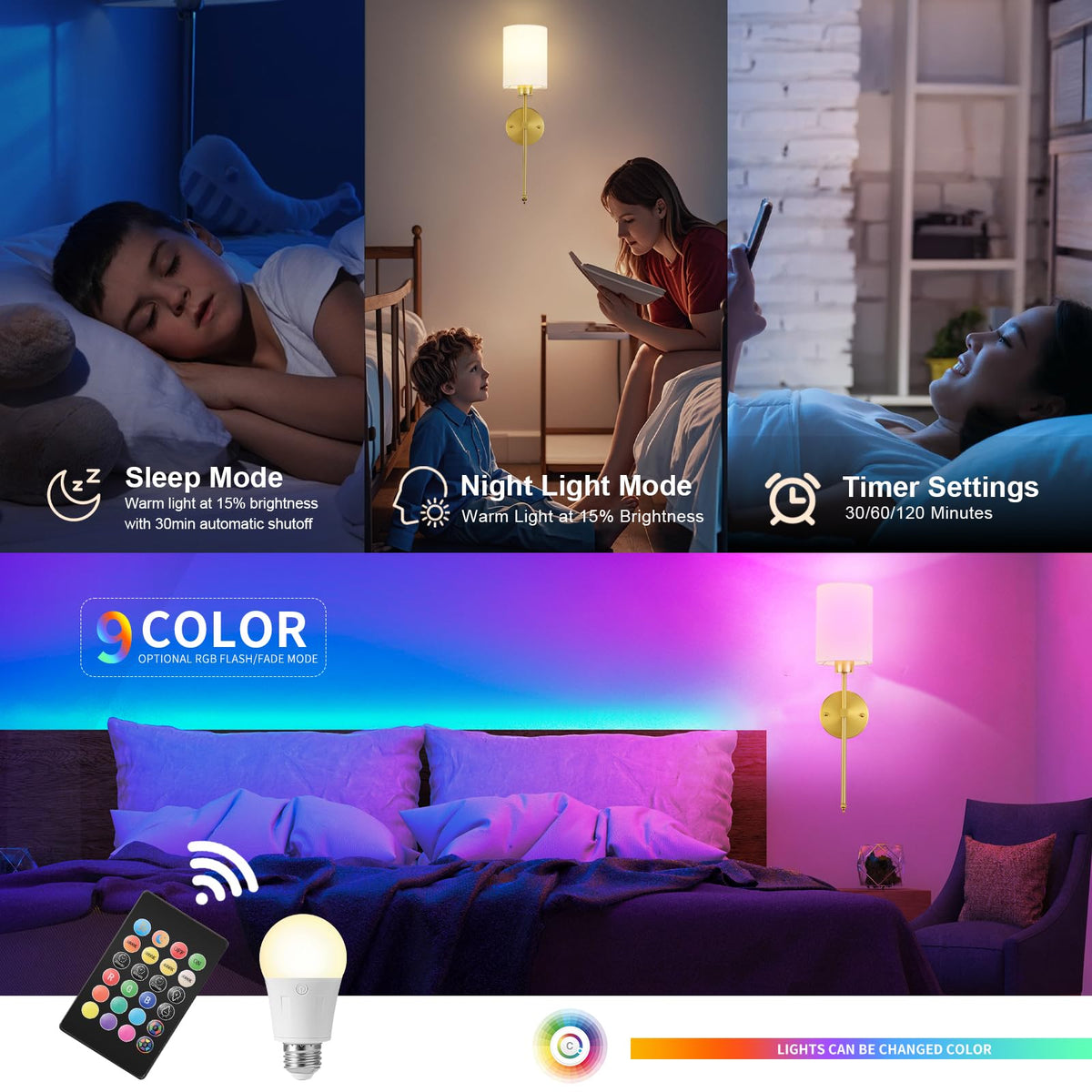 KARTOOSH wall sconce daylight mode helps with focused tasks and mornings.