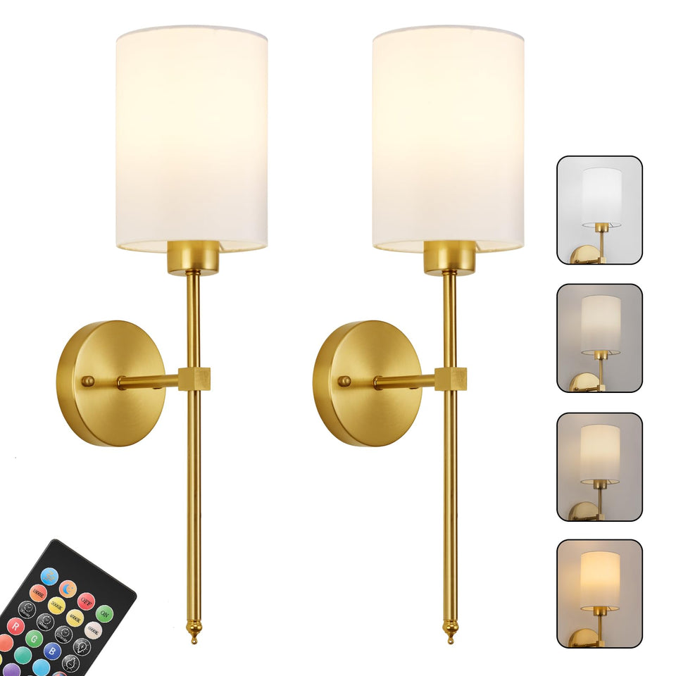 KARTOOSH battery-operated wall sconce with remote keeps living room lighting effortless and adjustable.