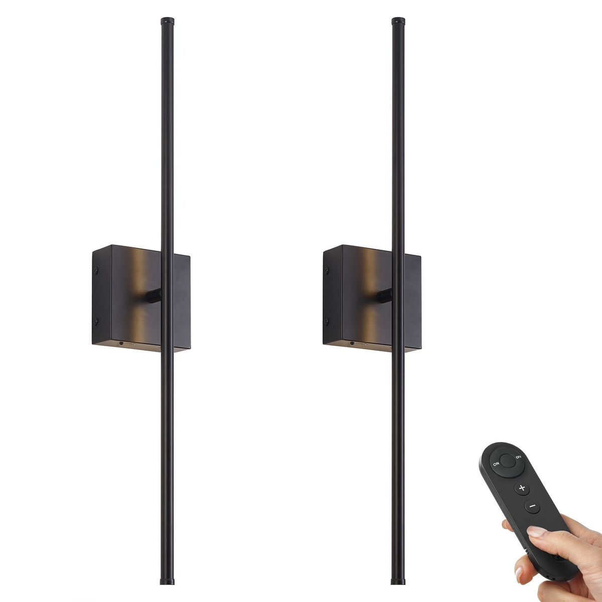KARTOOSH battery-powered wall sconce in a two-pack mounted for flexible living space lighting.