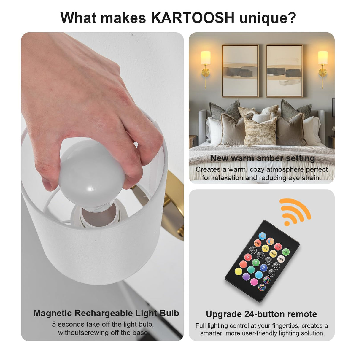 KARTOOSH wall sconce warm white enhances daytime tasks with soft, clear illumination.