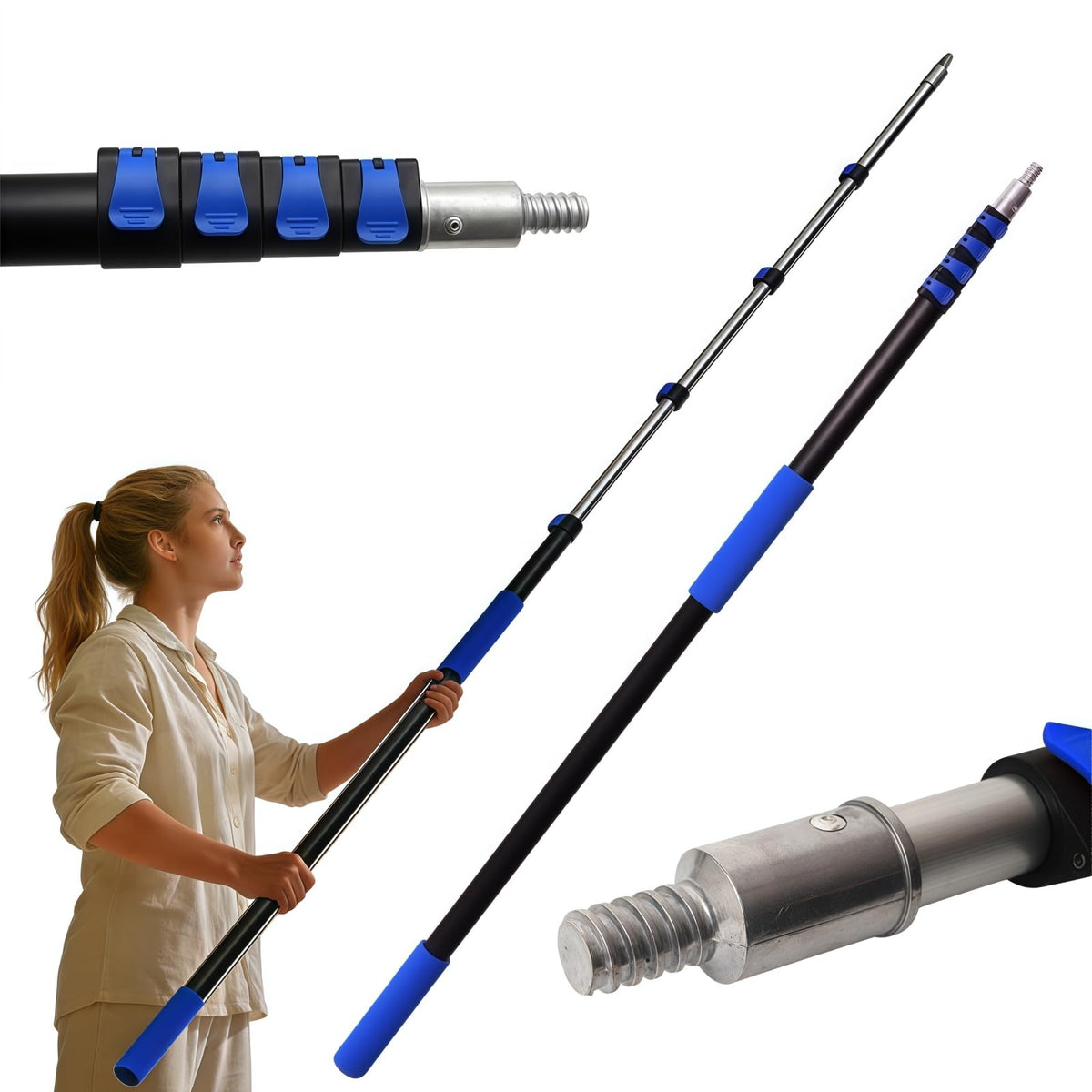 Karveden 20ft telescoping pole extended for reaching high ceilings with stability