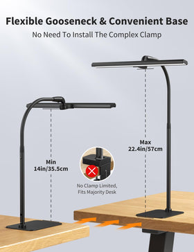 Kary lamp base-mounted design frees clamps and fits any desk