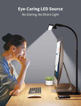Kary desk lamp height range supports large monitors and laptops