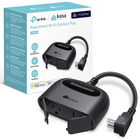 Kasa EP40M outdoor dual outlets ready for smart control for yard lighting.
