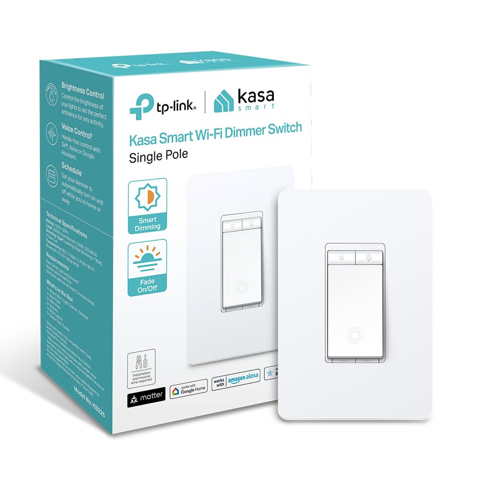 Kasa KS225 dimmer switch front view for sleek design and quick room lighting control