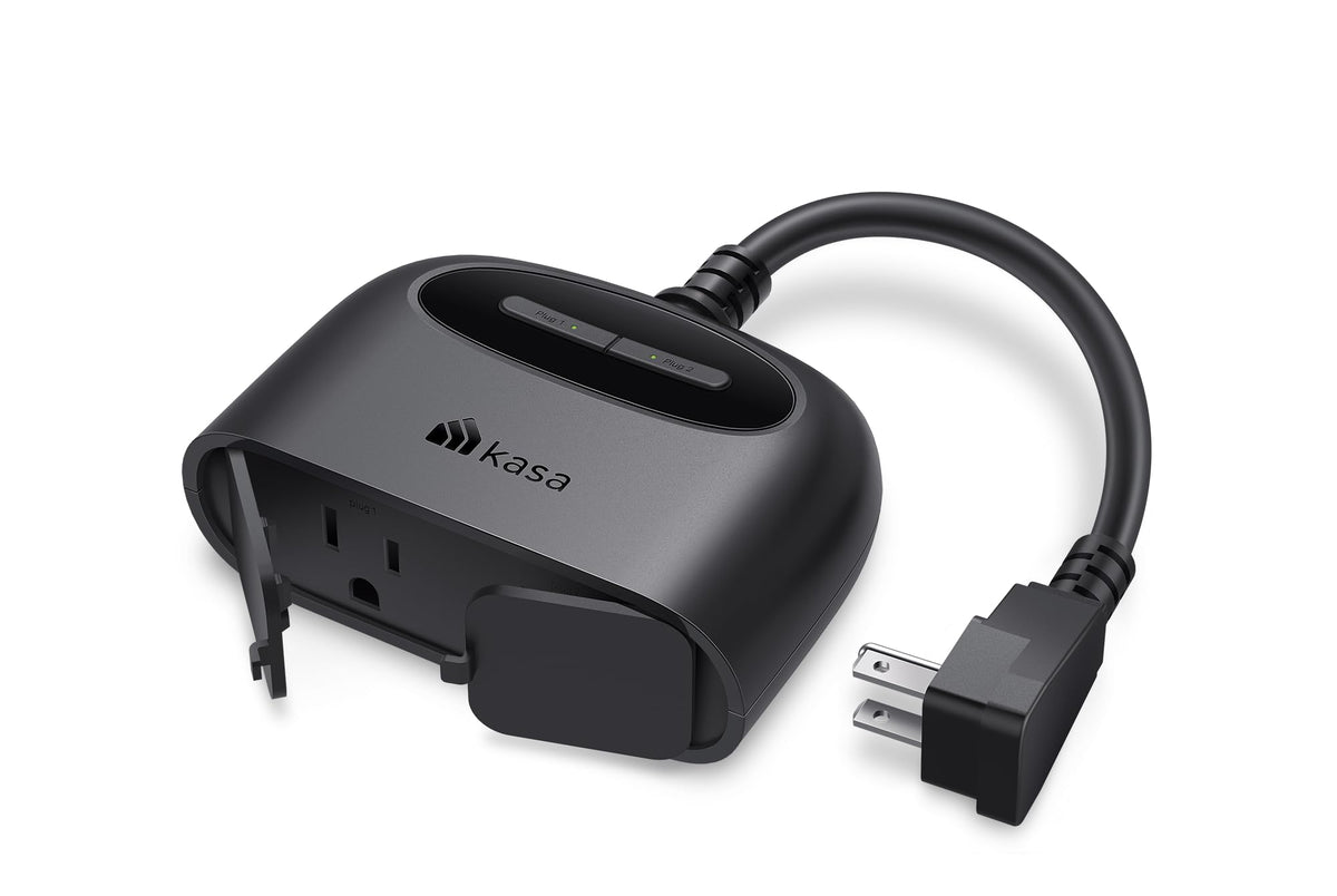 Kasa Smart Outdoor Plug EP40 with two independent outlets for outdoor control.