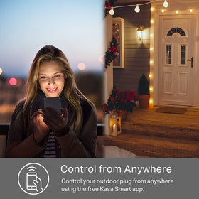 Kasa Smart Outdoor Plug EP40 sunset/sunrise scheduling for energy-aware outdoor devices.