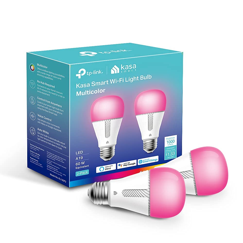 Kasa Smart Bulb provides colorful ambiance with 16 million colors for any mood.