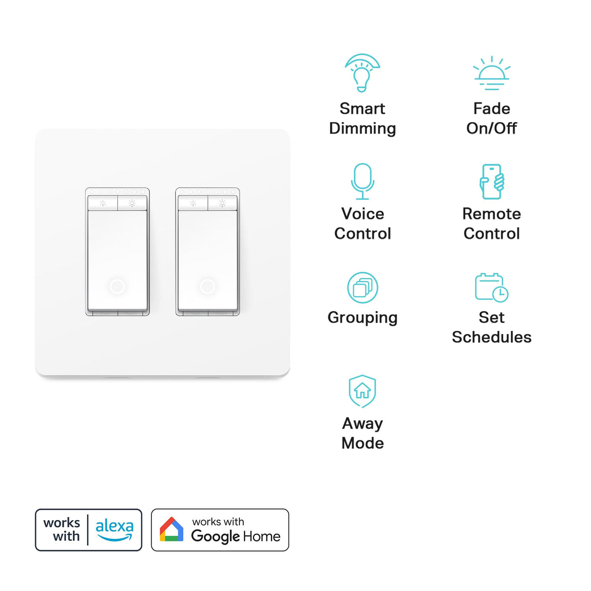 HS220-2 brightness control dial from 1% to 100% for mood lighting.