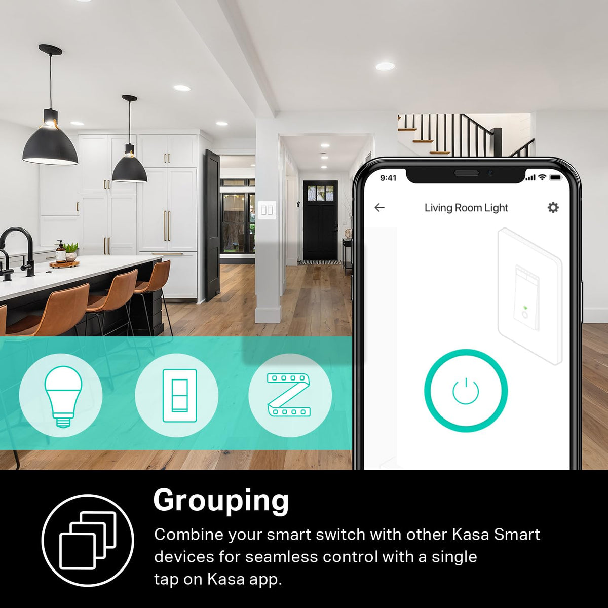 HS220-2 schedules and Away Mode to align lighting with routines and security.