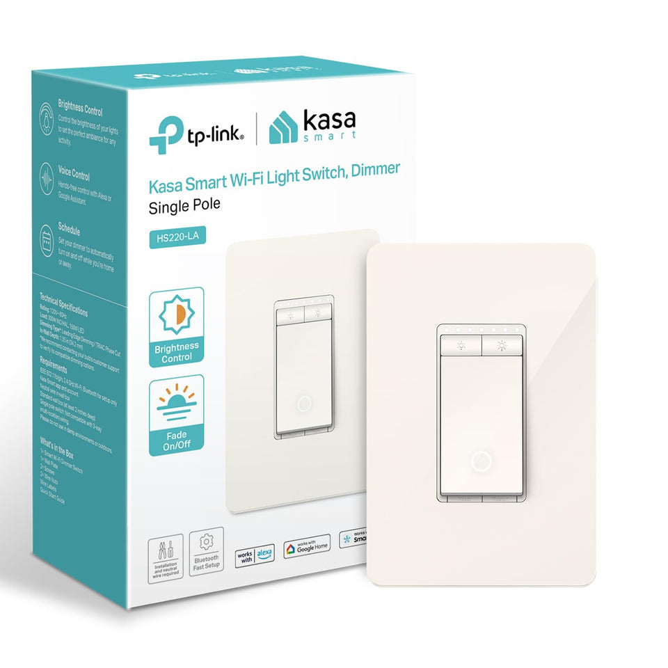 Kasa Smart HS220-LA wall-plate installation for customizable room lighting