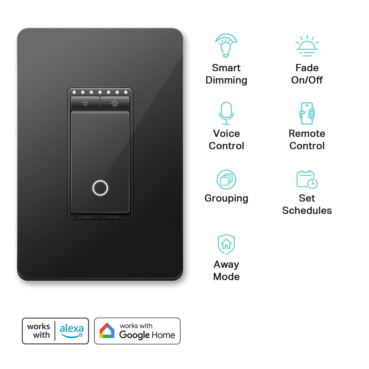 Kasa Smart HS220 wall plate demonstrating seamless in-wall installation