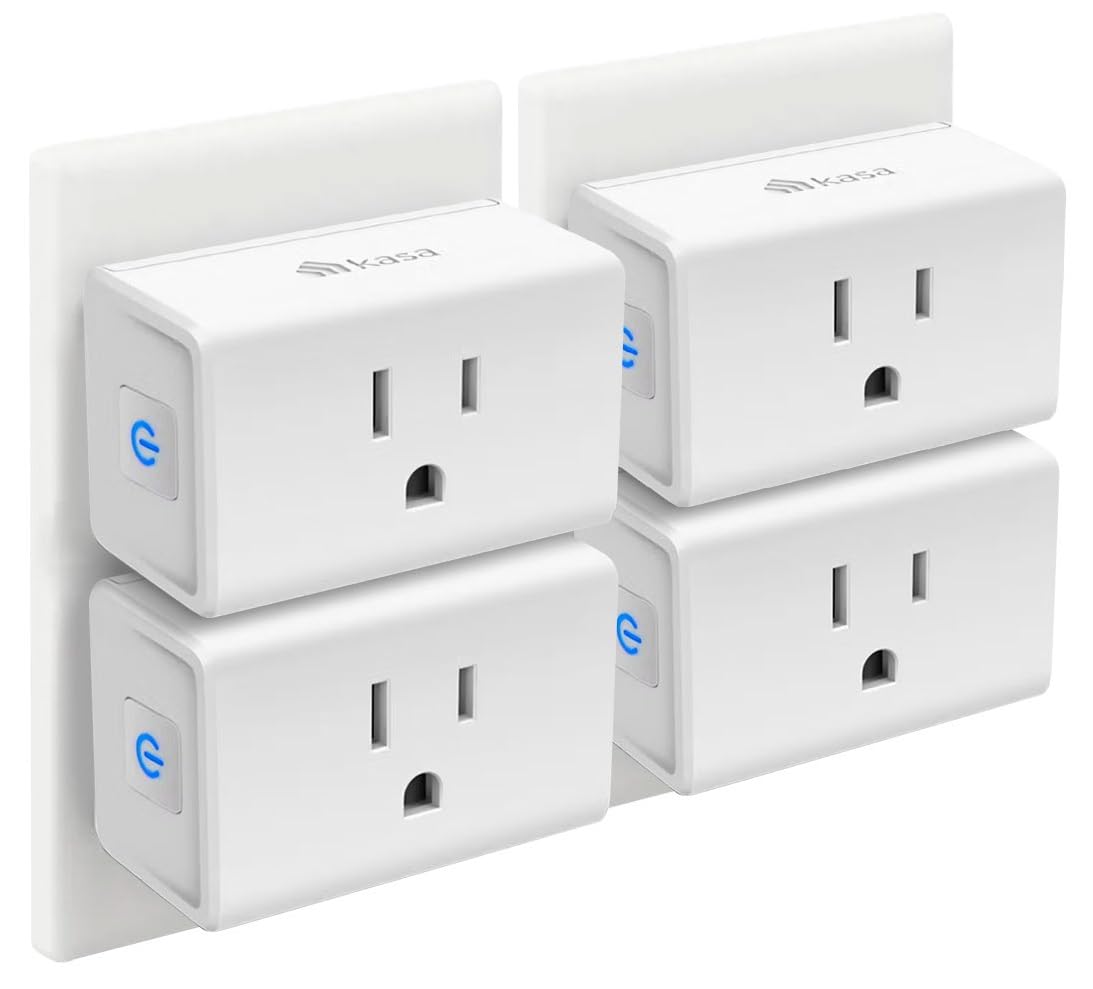 Kasa EP10P4 four-pack plug with compact design keeps outlets free for lamps