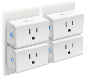 Kasa EP10P4 four-pack plug with compact design keeps outlets free for lamps