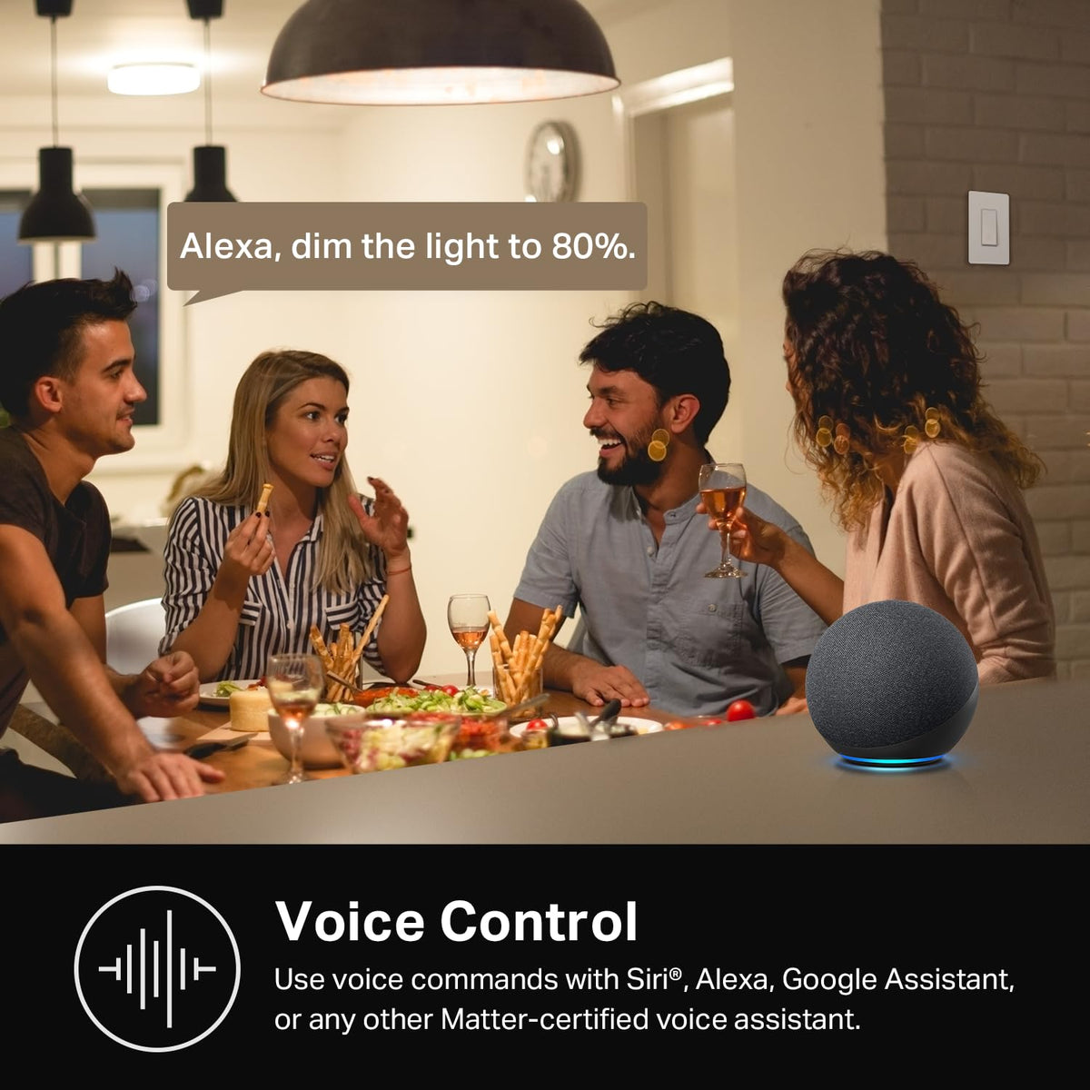 Kasa Smart HS200P3 with Alexa and Google Assistant for hands-free control.