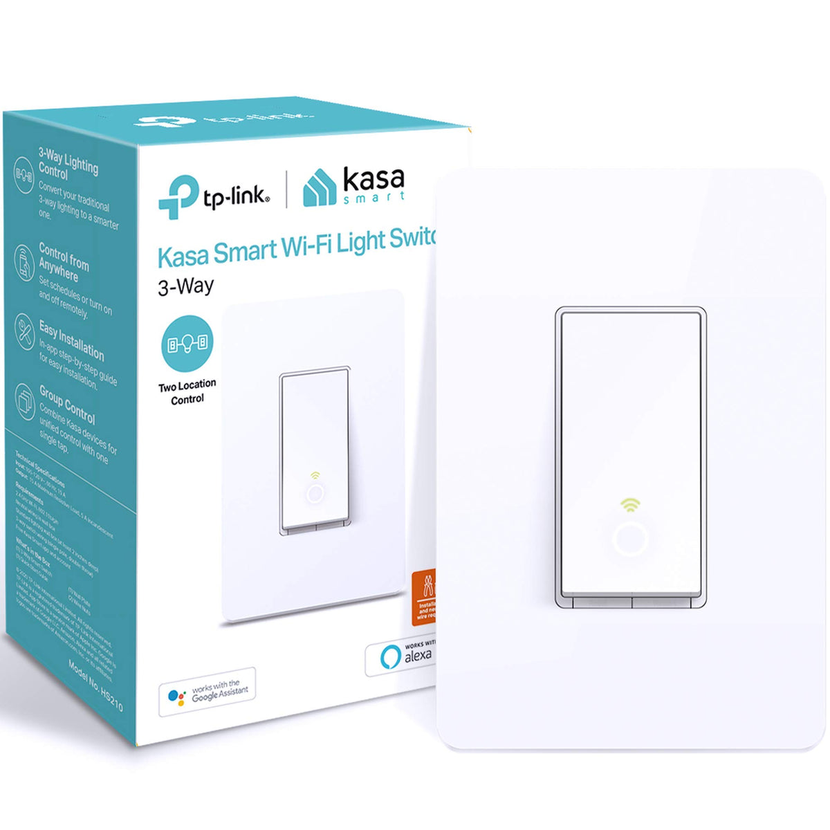 Kasa Smart HS210 3-way switch wall controls lighting from two locations
