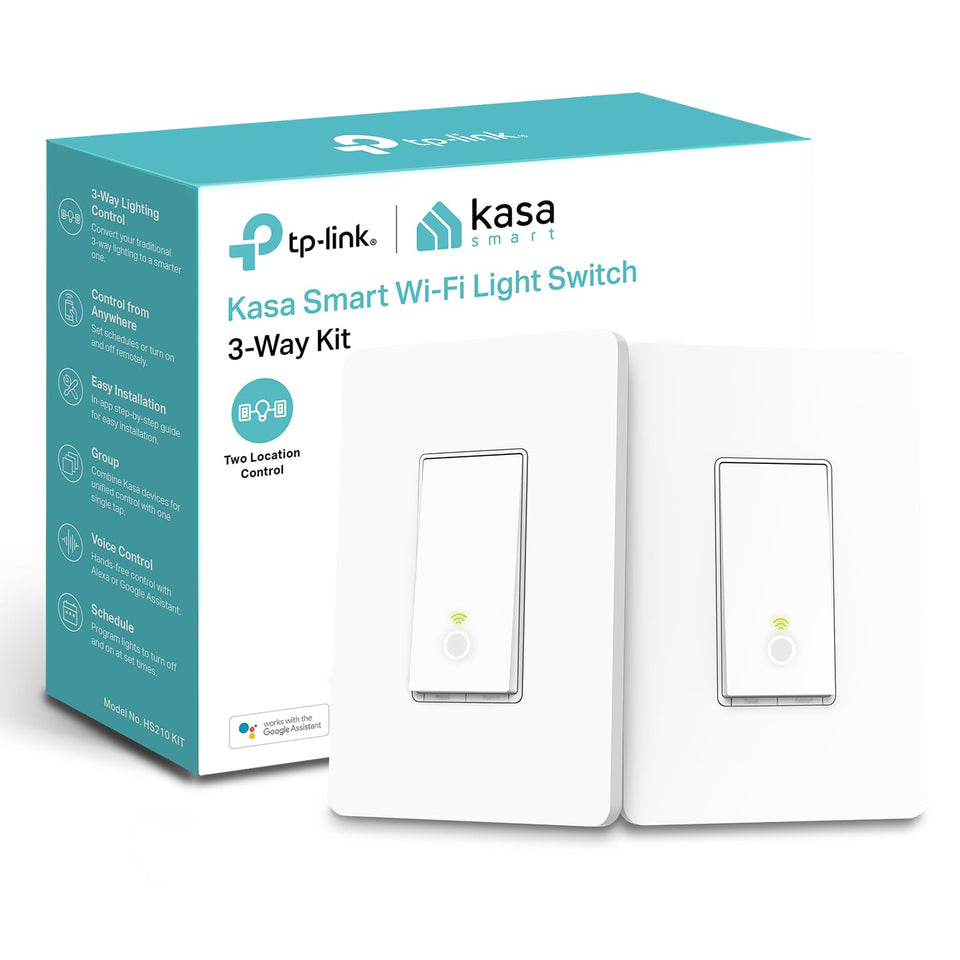 Kasa Smart HS210 kit product shot showing a modern 3-way switch upgrade