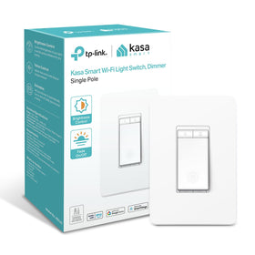 Kasa Smart HS220 dimmer installed in-wall for seamless brightness control with voice compatibility.
