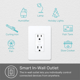 KP200 in-wall outlet installed in wall saving space in a living room