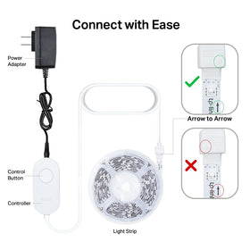Close-up of Kasa Smart LED Light Strip bright colors and saturation for vivid room illumination