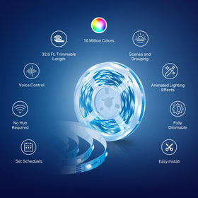 Kasa Smart LED Strip is cut-to-fit with adhesive backing for precise placement.