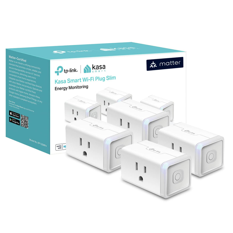 Kasa Smart Plug with energy monitoring tracks usage to help you save on bills.