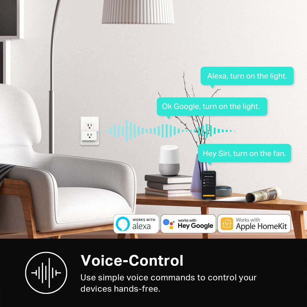 Kasa Smart Plug Mini energy monitoring tracks real-time usage for connected devices.