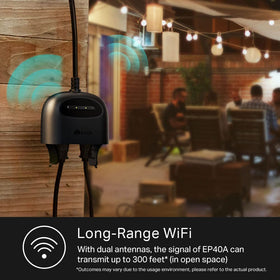 Kasa weatherproof cover keeps outlets clean when not in use.