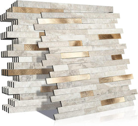 KASARO marble beige tile with golden stripes for an elegant backsplash