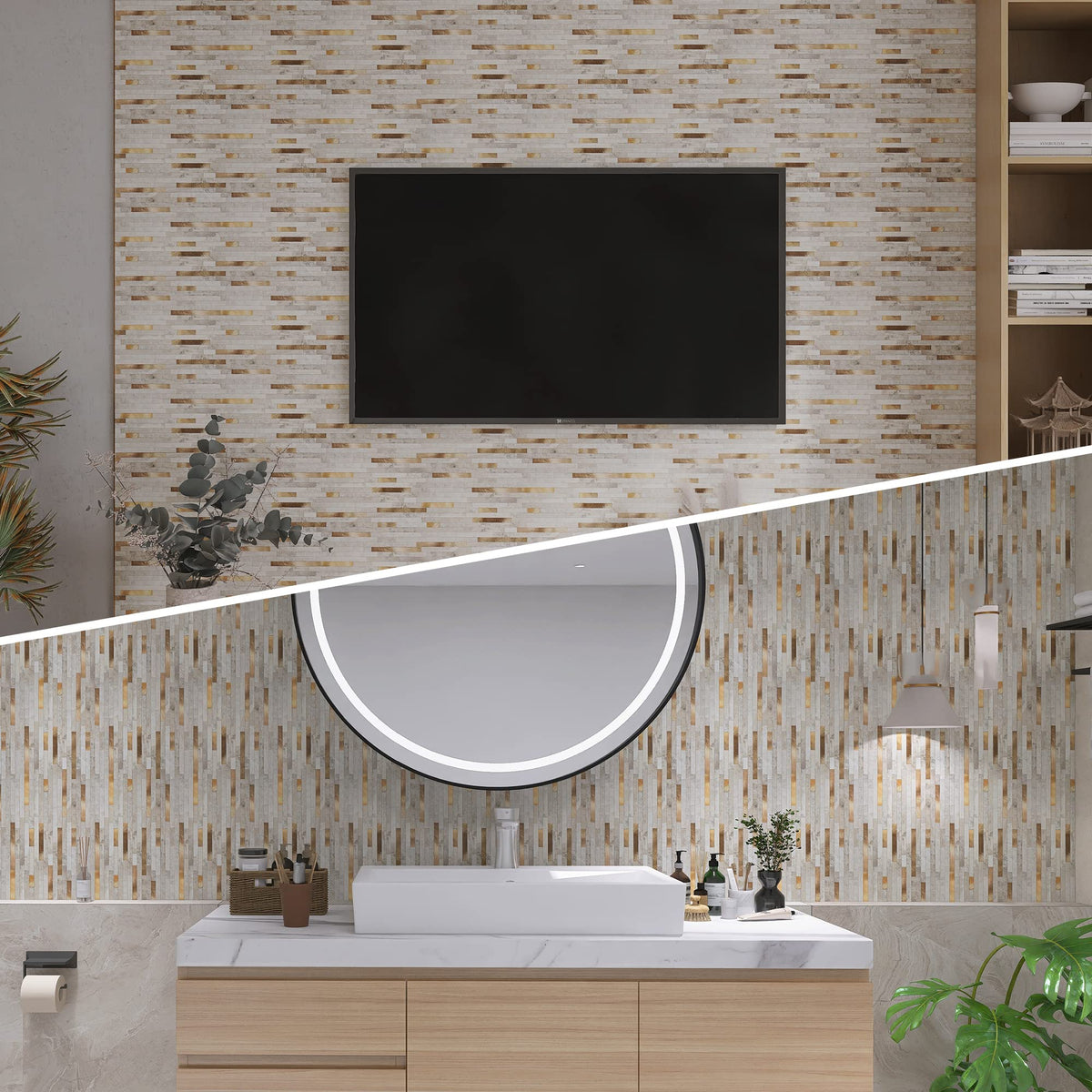 KASARO self-adhesive aluminum wall tile for quick kitchen and bath updates