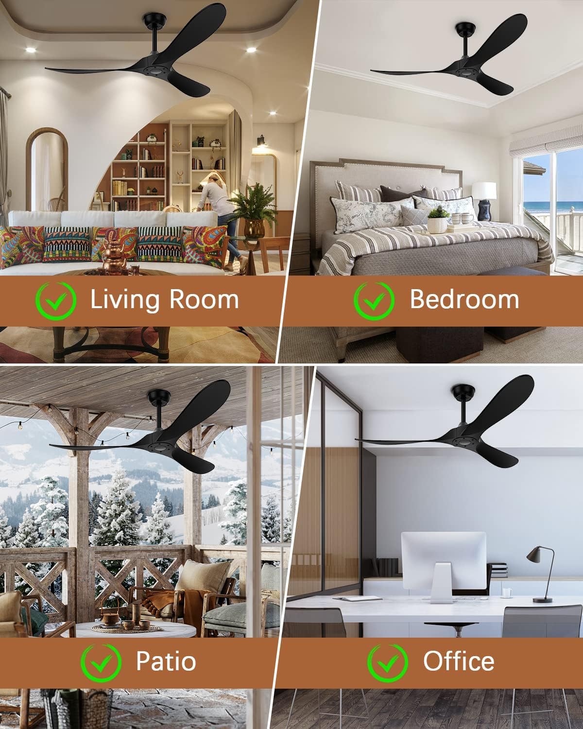 KASASS three-downrods-kit demonstrates versatile mounting for various ceiling heights.