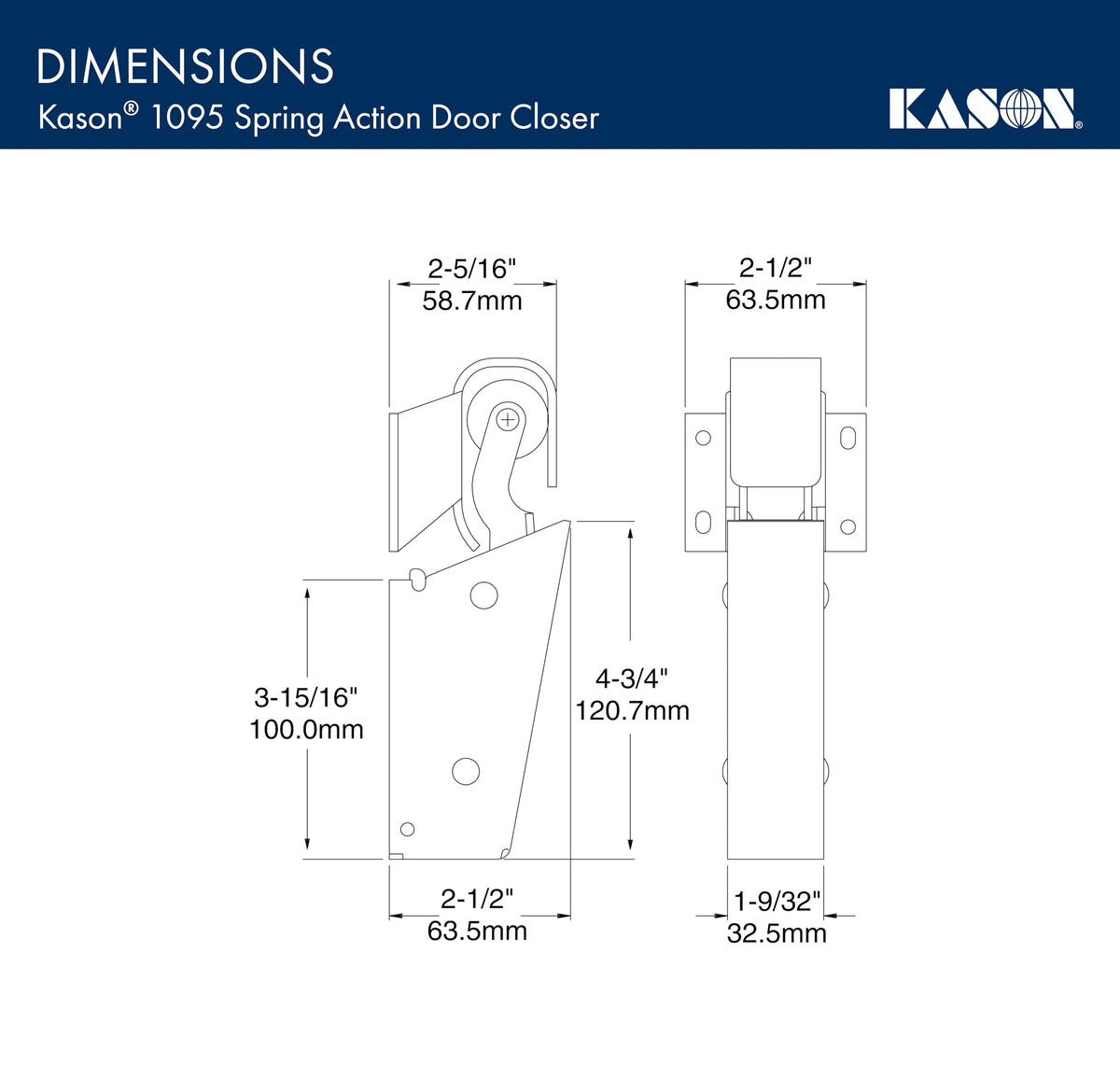 Kason 1095 bend-resistant hook supports heavy traffic doors.
