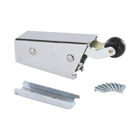 Kason 1095 spring action door closer mounted on a heavy walk-in door for reliable self-closing.