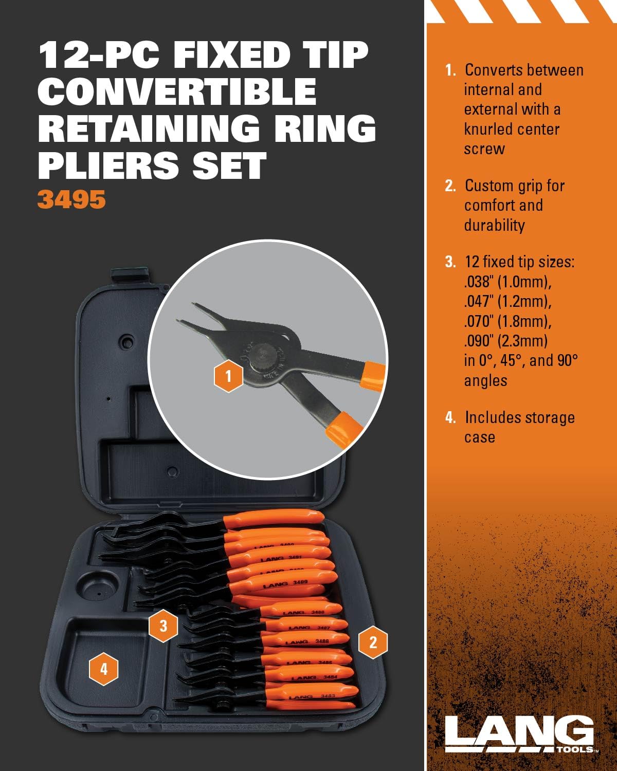 Kastar Lang Tools 3495 tip-angles closeup demonstrates straight 45-degree 90-degree reach