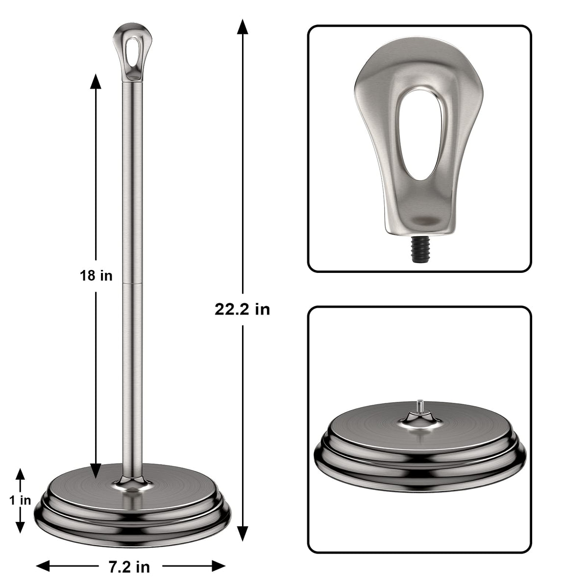 Kasunto base closeup in brushed nickel shows sturdy support