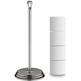 Kasunto brushed nickel toilet paper holder front view for accessible storage
