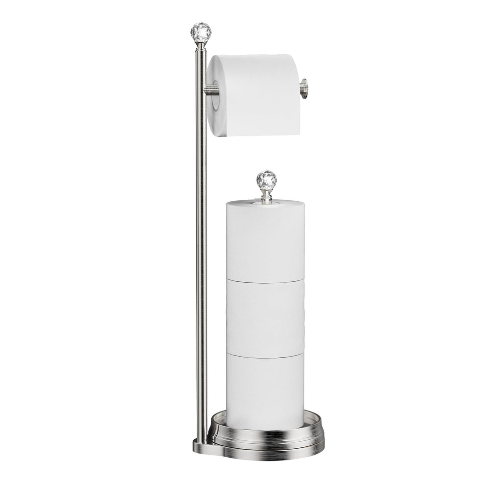 Kasunto toilet paper holder with crystal ball design adds elegant focal point and quick access