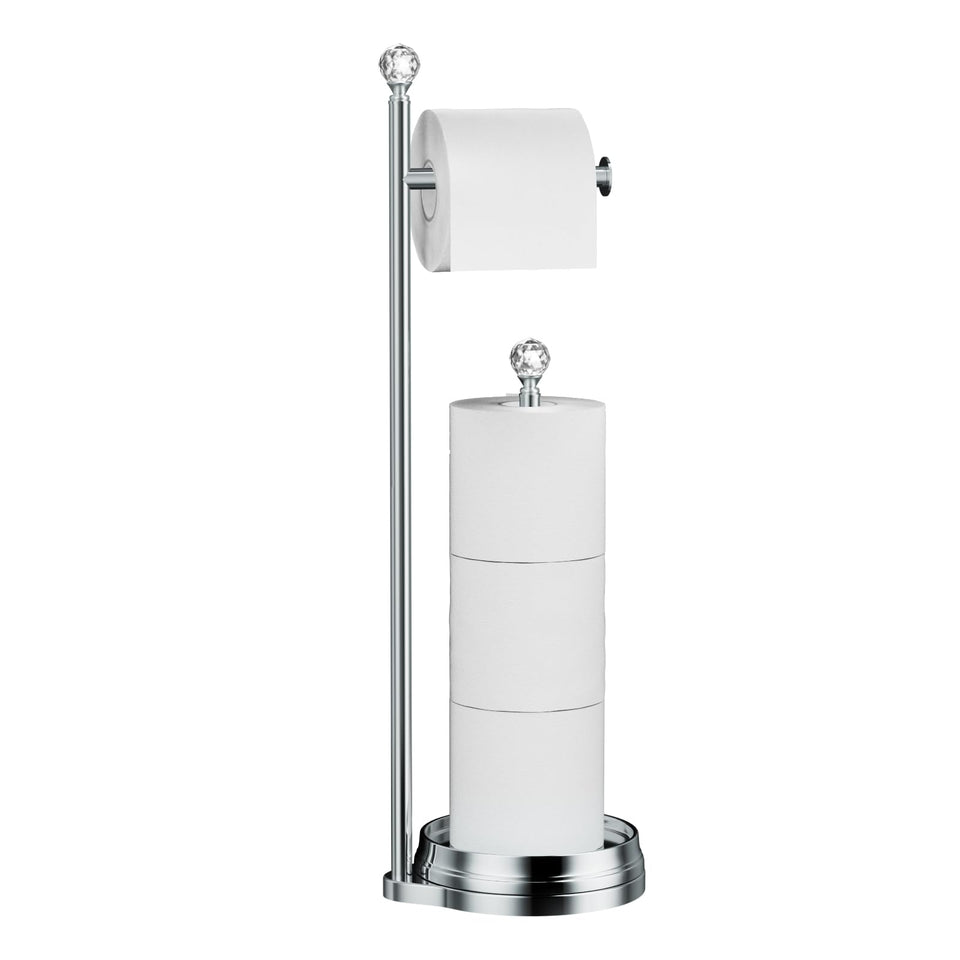 Kasunto toilet paper holder with crystal ball adds elegance and convenient access.