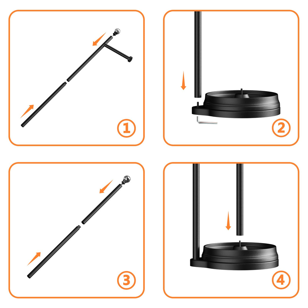 Easy, tool-free installation for Kasunto crystal-ball bathroom stand