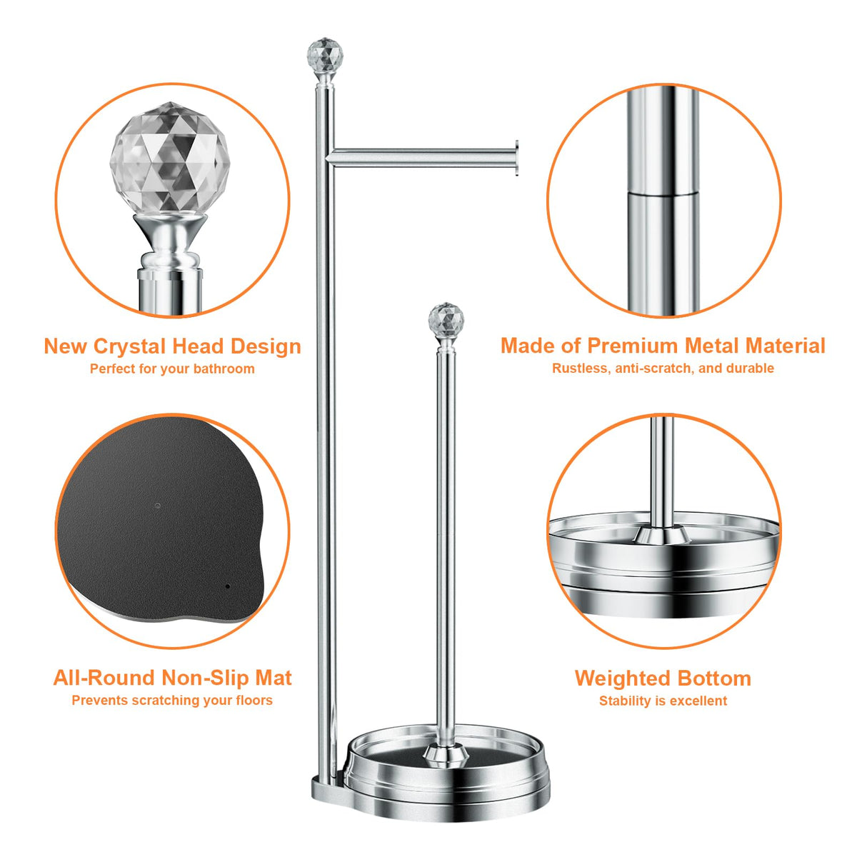 Kasunto toilet paper holder provides extra-roll storage for fewer bathroom runs.