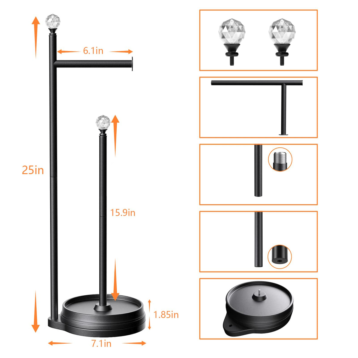 Matte-black Kasunto toilet paper holder showcases sturdy rust-resistant finish