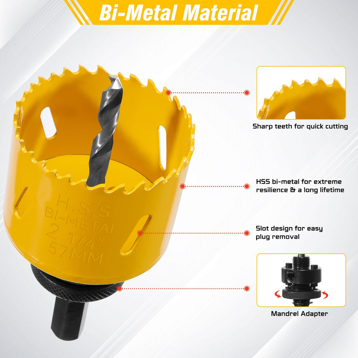 KATA hole saw kit arbors and mandrels ready for quick changes