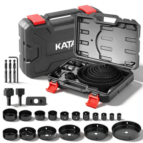 KATA hole saw kit case keeps blades secure for easy transport.