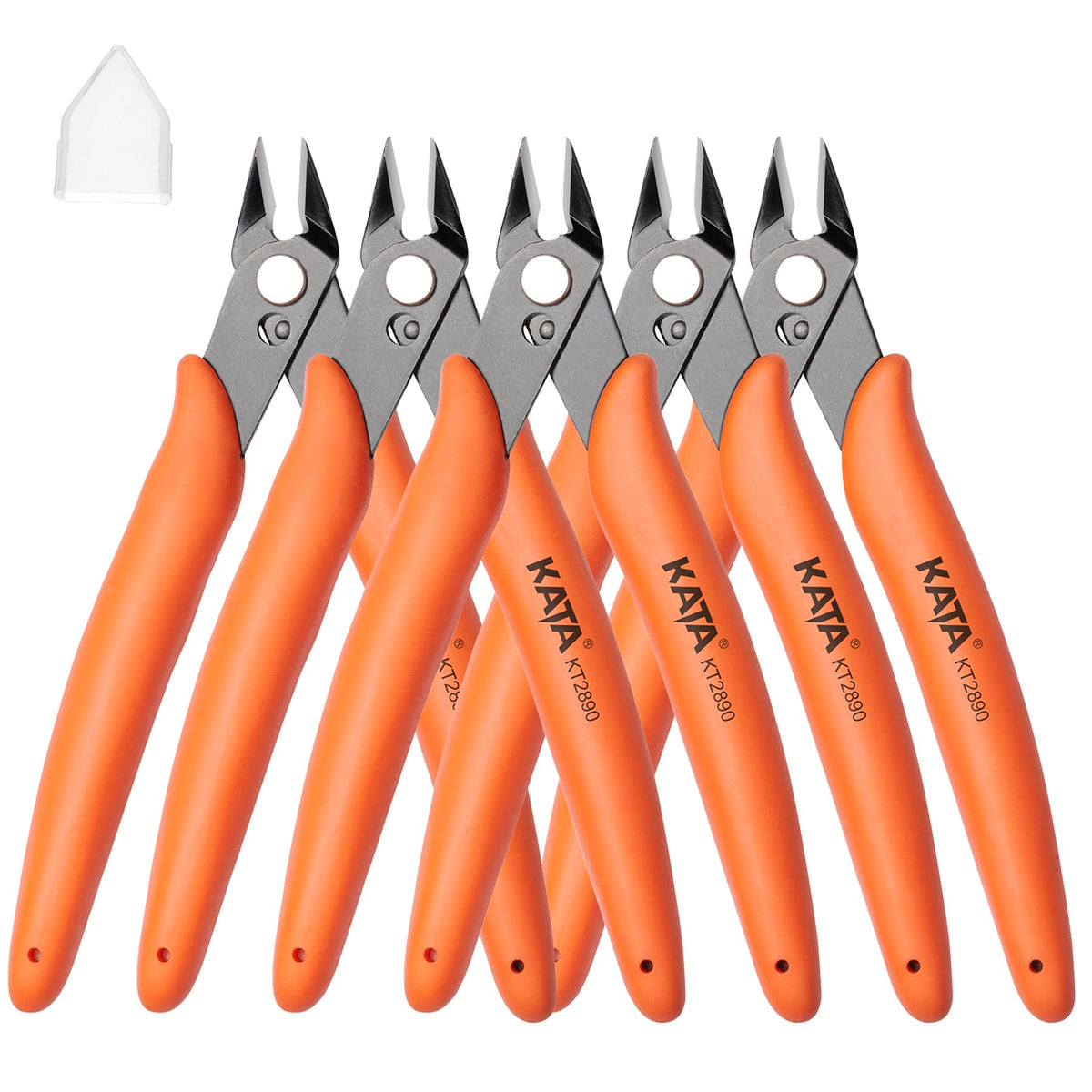 KATA micro wire cutters with angled jaw for precise cuts in tight electronics.