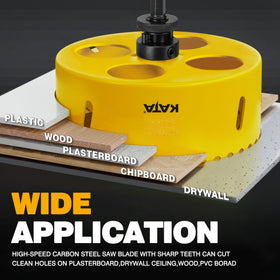 KATA replacement drill bit included for edge-to-edge cutting.
