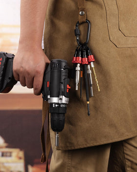 Katerk Bit Holder supports 1-4 inch hex shank bits across drills