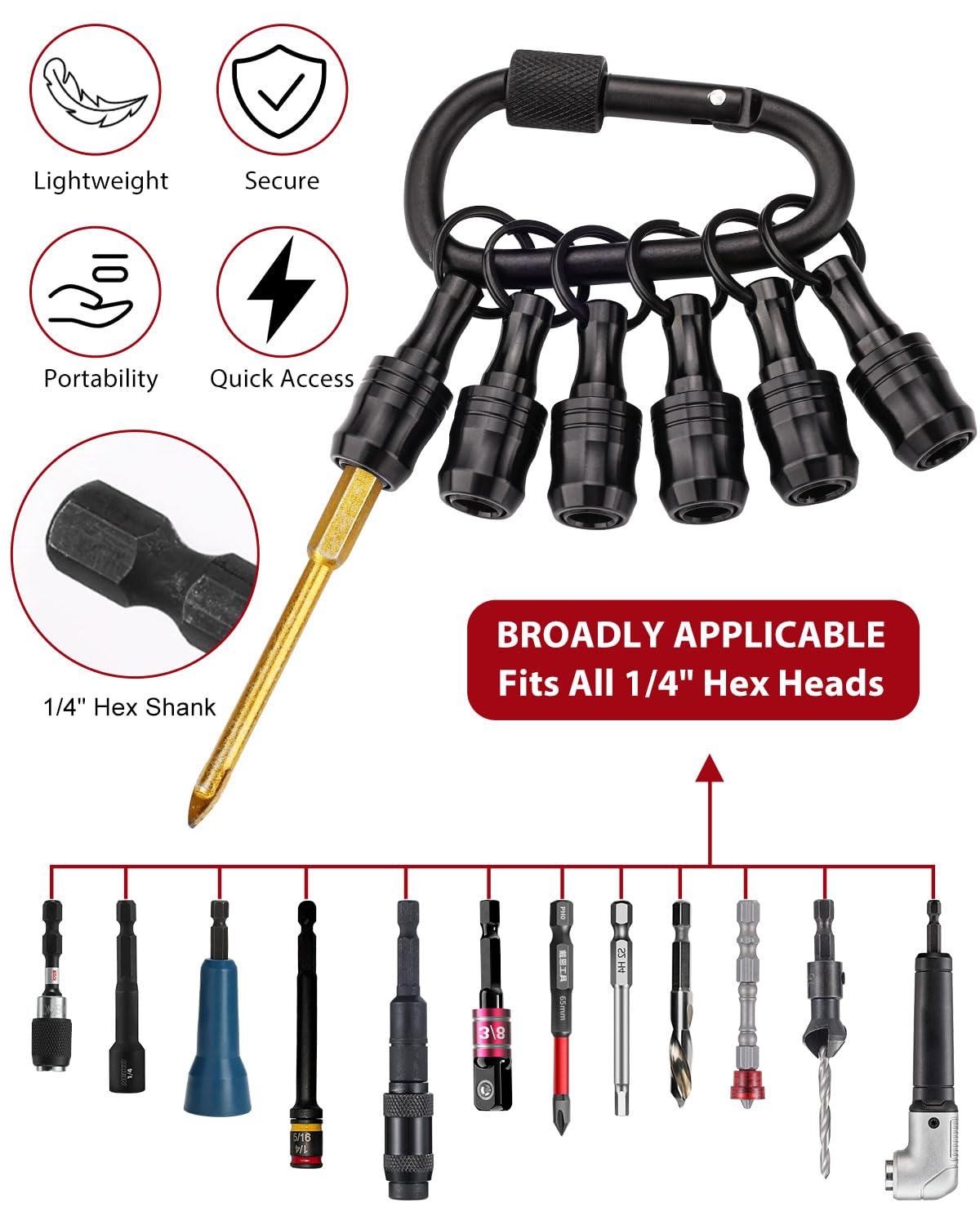 Katerk backup nut securely locks bits for reliable performance.