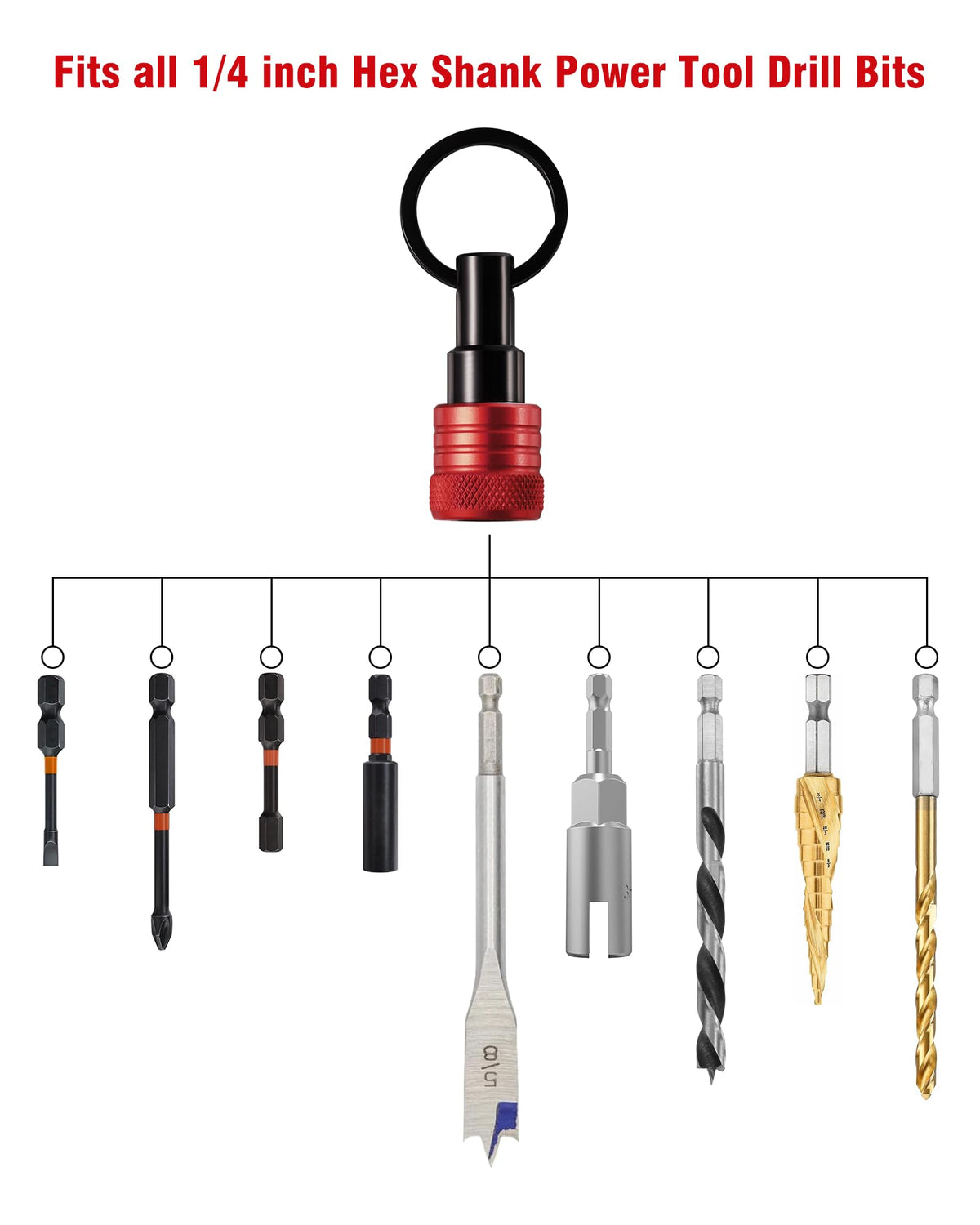 Katerk Bit Holder featuring ball-detent security for secure retention